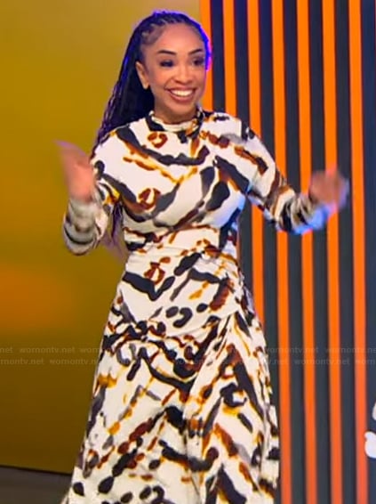 Ashley R. Whitfield's abstract print dress on Tamron Hall Show