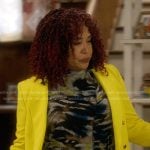 Althea’s abstract print top and yellow blazer on The Upshaws