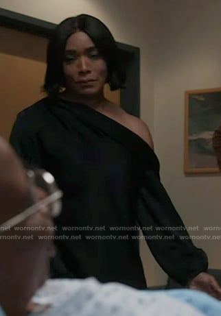 Athena’s black one off-shoulder top on 9-1-1