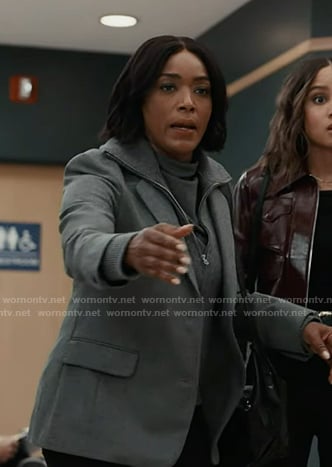 Athena's grey layered blazer on 9-1-1