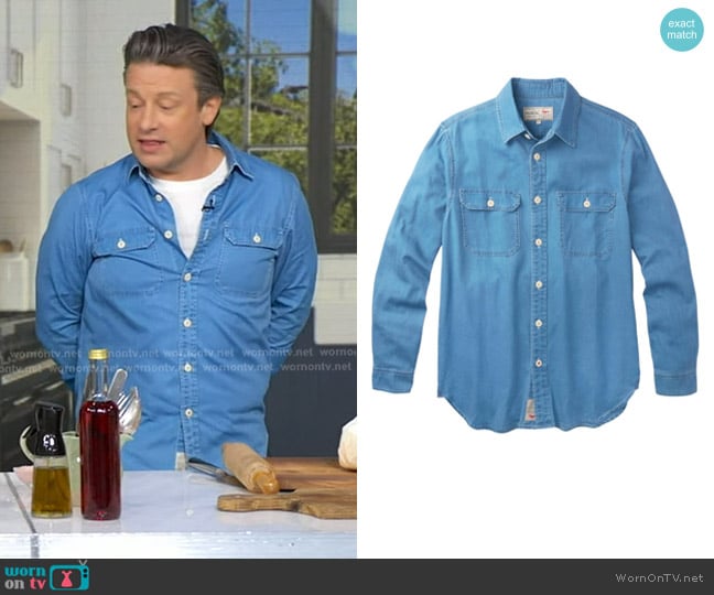 Aubin Foston Denim Shirt in indigo worn by Jamie Oliver on Good Morning America