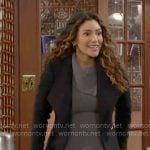 Audra’s grey envelope neck sweater on The Young and the Restless