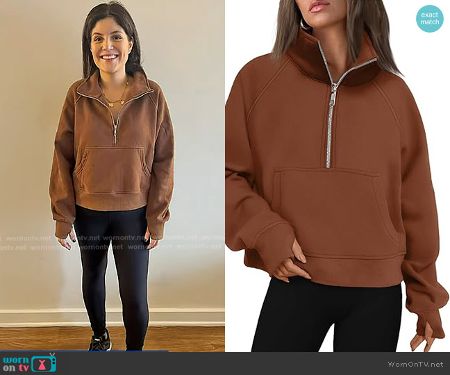 Automet at Amazon Half Zip Cropped Pullover worn by Adrianna Barrionuevo Brach on Today