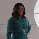 Ava’s green gathered front top on Abbott Elementary