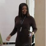 Ava's brown turtleneck sweater dress on Abbott Elementary