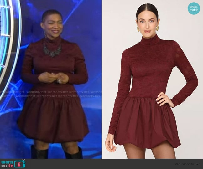 Deja Vu’s burgundy mini dress on Live with Kelly