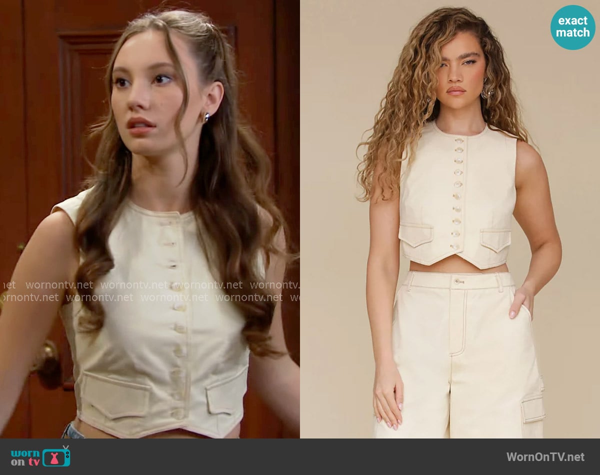 Avec Les Filles Crewneck Cropped Vest worn by Miss Dylan (Sydney Bullock) on The Bold and the Beautiful