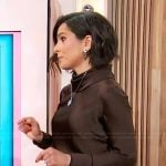 Bahar Takhtehchian’s brown cowl neck blouse on Sherri