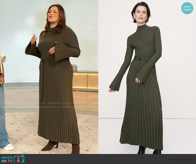 Banana Republic Sculpted Ribbed Sweater Maxi Dress worn by Kristina Zias on The Drew Barrymore Show