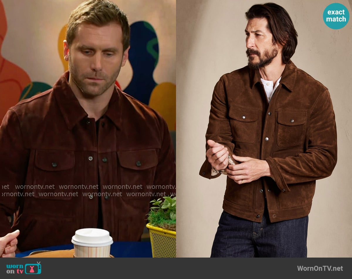 Banana Republic Suede Trucker Jacket  worn by Derek Baldwin (Ben Gavin) on Beyond the Gates