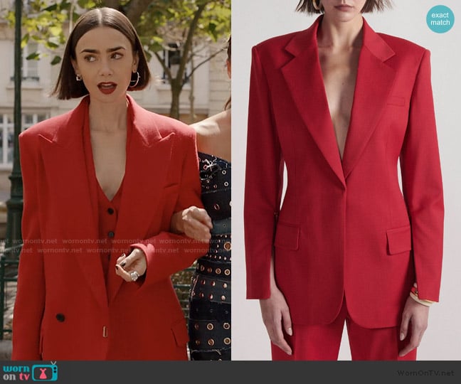 Emily’s red blazer on Emily in Paris