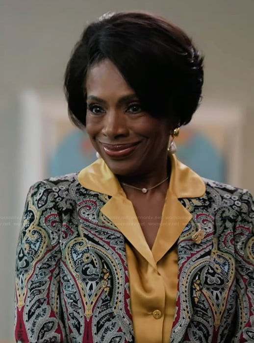 Barbara’s paisley print blazer on Abbott Elementary