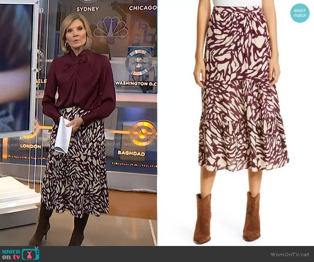Ba&Sh Gianna Tiered Ruffle Skirt worn by Kate Snow on NBC News Daily