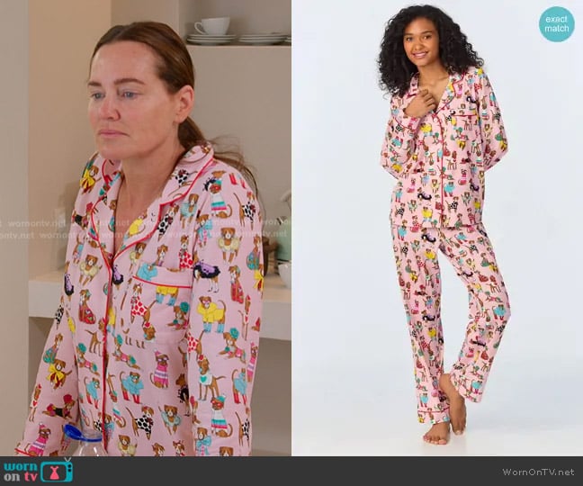 Bedhead x Bronwyn Newport Chic Boxers Long Sleeve Classic Stretch Jersey PJ Set worn by Meredith Marks on The Real Housewives of Salt Lake City