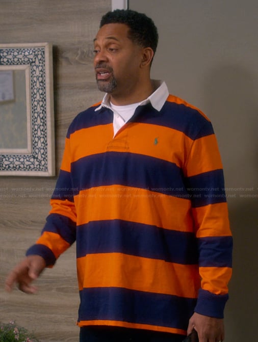 Bennie's striped rugby shirt on The Upshaws