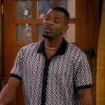 Bernard's geo print polo on The Upshaws