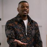 Bernard’s gray floral jacket on The Upshaws