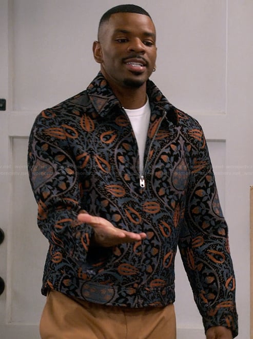 Bernard’s gray floral jacket on The Upshaws