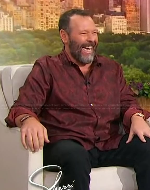 Bert Kreischer’s red paisley print shirt on Sherri