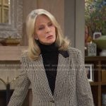 Marlena’s black check long blazer on Days of our Lives