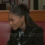 Jessica's black embroidered jacket on Beyond the Gates