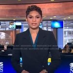 Jericka's black pleated blazer dress on CBS Evening News