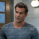 Drew’s blue marled sweater on General Hospital