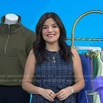 Adrianna’s blue sleeveless tweed dress on Today