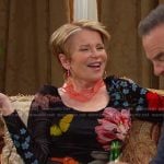 Bonnie's black floral scoop neck top on Days of our Lives