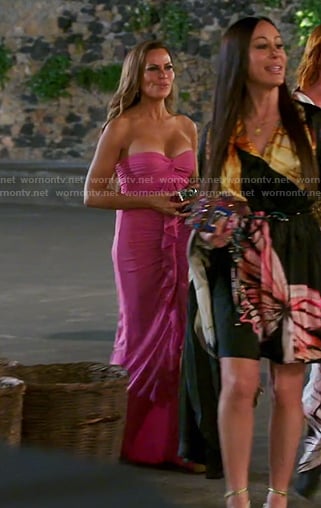 Britani's pink ruffled strapless gown on The Real Housewives of Salt Lake City