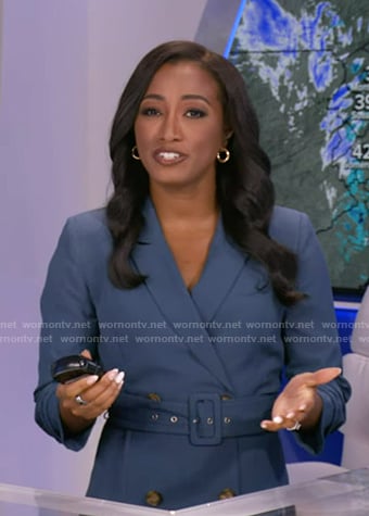 Brittany’s blue belted blazer dress on Good Morning America