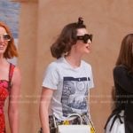 Bronwyn’s grey print tee and skirt on The Real Housewives of Salt Lake City