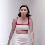 Bronwyn’s white crop top and mini skirt on The Real Housewives of Salt Lake City