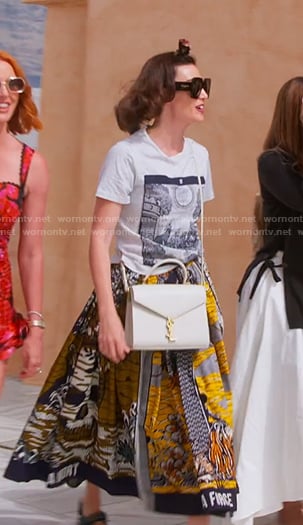 Bronwyn's grey print tee and skirt on The Real Housewives of Salt Lake City