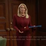 Brooke's red long sleeved maxi dress on The Bold and the Beautiful