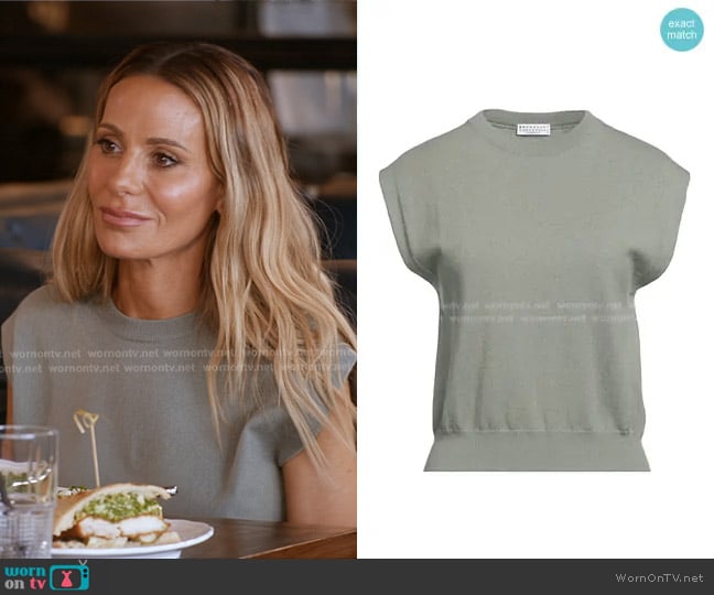 Brunello Cucinelli Cashmere Blends Sweater in Sage green worn by Dorit Kemsley on The Real Housewives of Beverly Hills