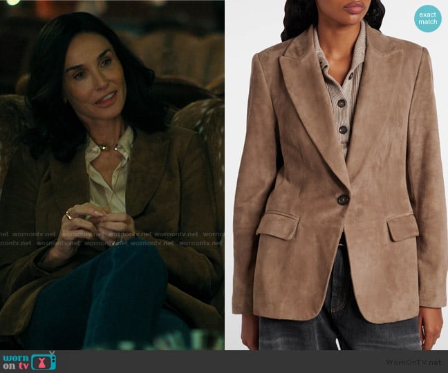 Brunello Cucinelli Suede Blazer worn by Cami Miller (Demi Moore) on Landman