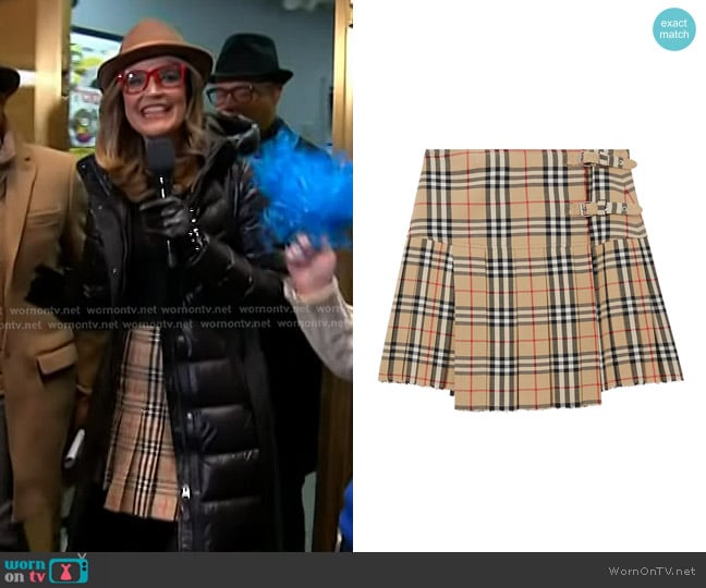 Burberry Pleated Check Wool Mini Kilt worn by Savannah Guthrie on Today
