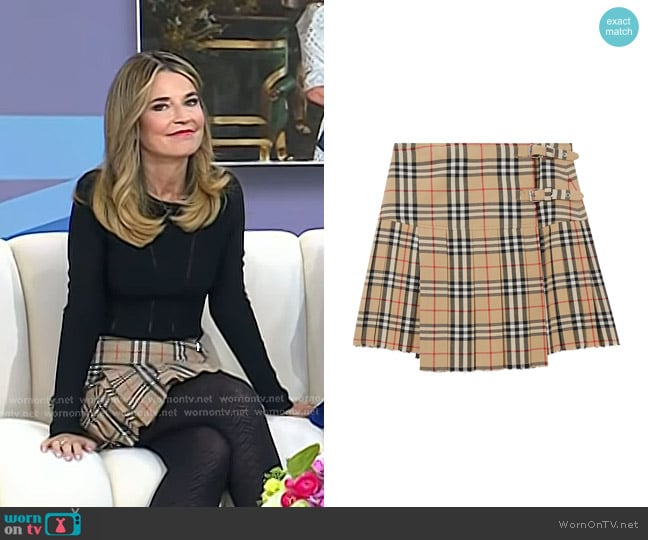 Burberry Pleated Check Wool Mini Kilt worn by Savannah Guthrie on Today