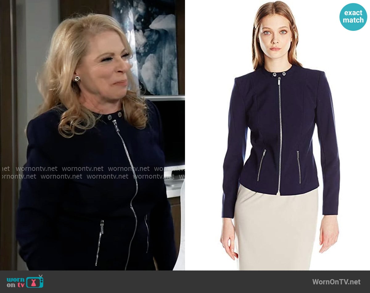 Calvin Klein Lux Jacket with Zipper worn by Liesl Obrecht (Kathleen Gati) on General Hospital