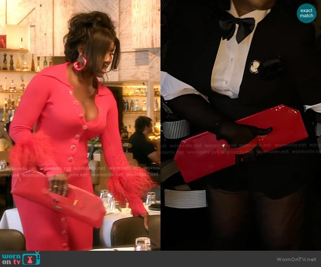 Cameo de Bore Patent Leather Clutch worn by Bozoma Saint John on The Real Housewives of Beverly Hills