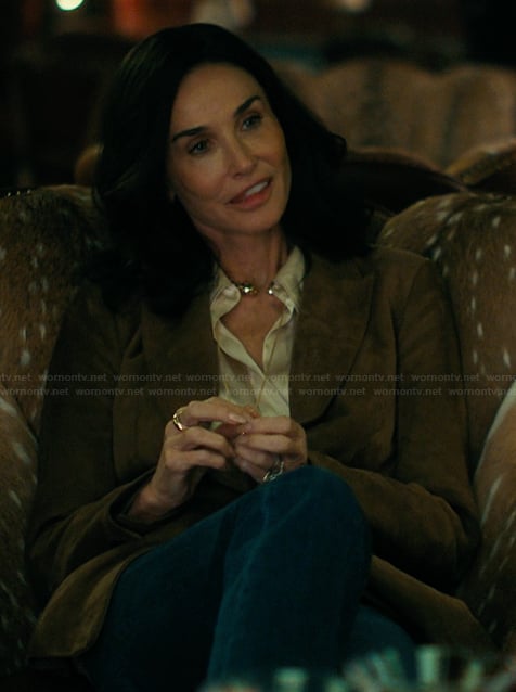 Cami's brown suede blazer on Landman