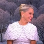 Katherine LaNasa’s white textured bib dress on The View