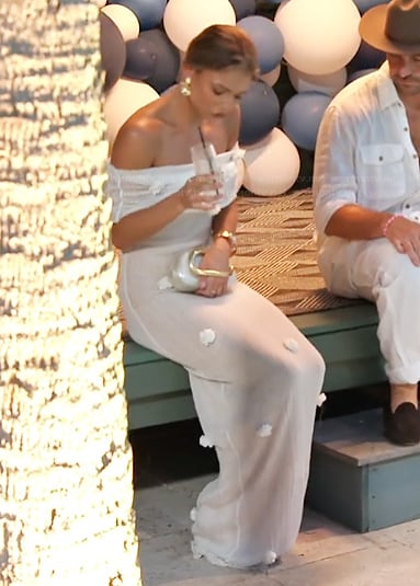Charley's white sheer off shoulder dress on Southern Charm