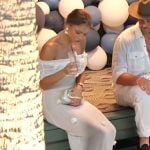 Charley’s white sheer off shoulder dress on Southern Charm