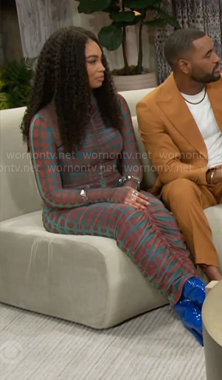 Chelea's ruched dot- print maxi dress on Beyond the Gates