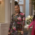 Chelsea’s feather and butterfly print mini dress on Beyond the Gates