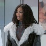 Chelsea’s leather and fur jacket on Beyond the Gates