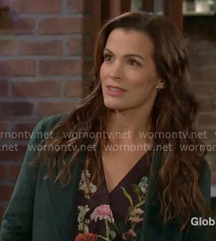 Chelsea’s floral v-neck blouse on The Young and the Restless