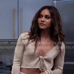 Cheyenne’s gold knit top and shorts set on Tyler Perrys Sistas